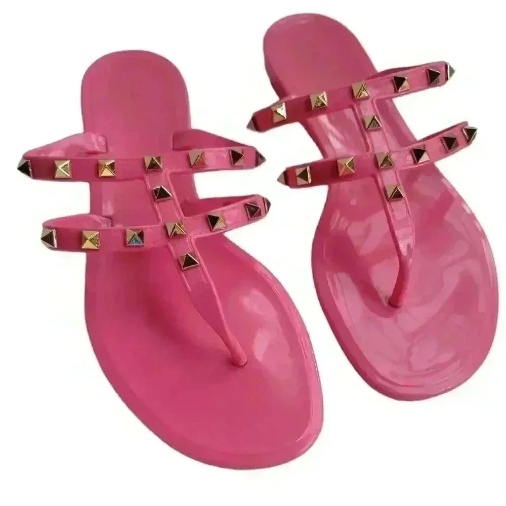 Nicole Miller pink gold embellished sandals sz 8